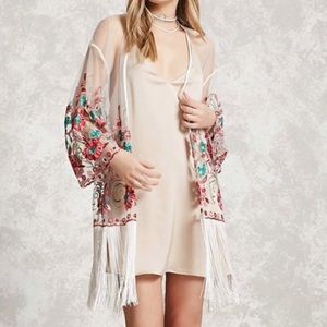 Embroidered Kimono with Tassels